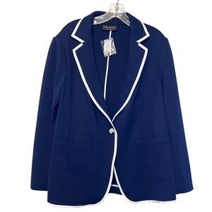 Lane Bryant Plus Size Navy Blue & White Professional Office Blazer Size 14 - New